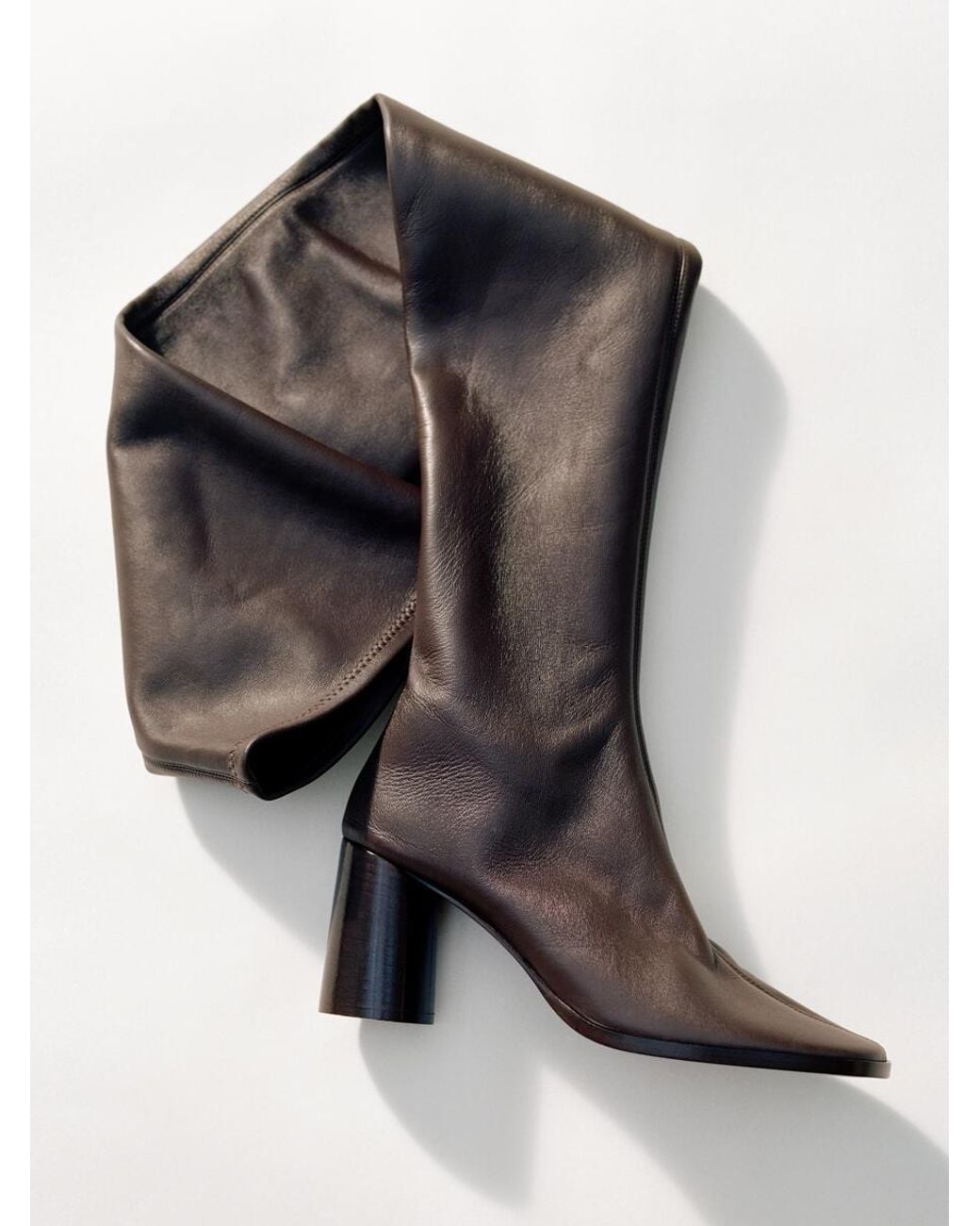 ARKET Brown Stretch Leather Over-The-Knee Boots