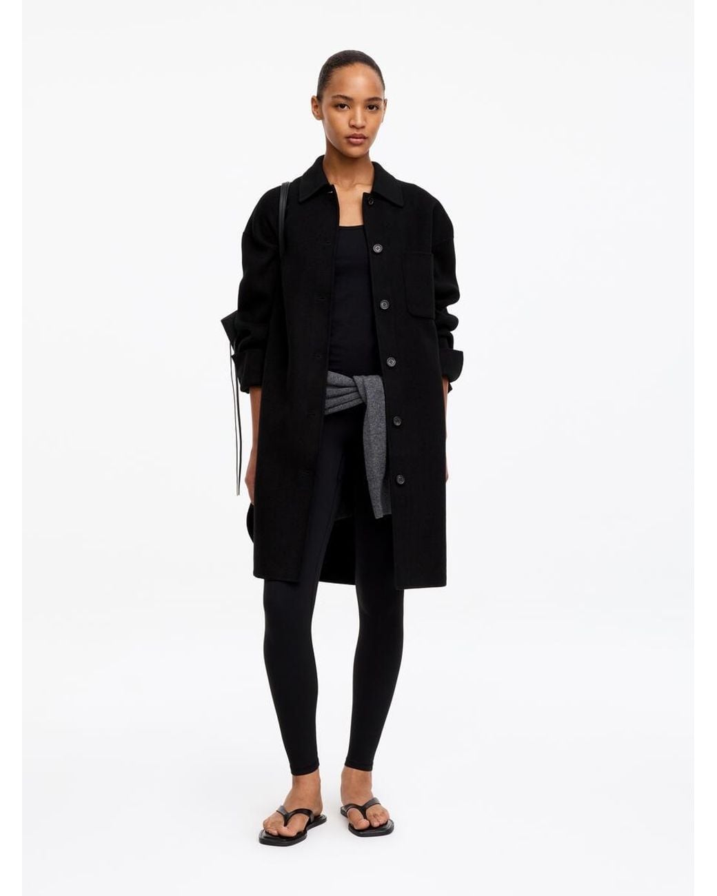 ARKET Black Doublé Wool-Blend Overshirt