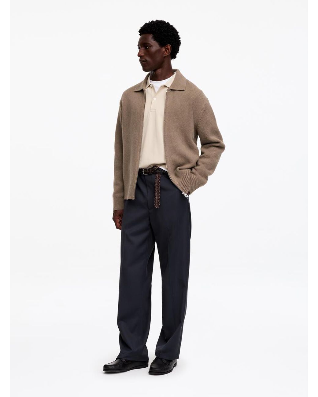 ARKET Natural Zip Wool Cardigan for men