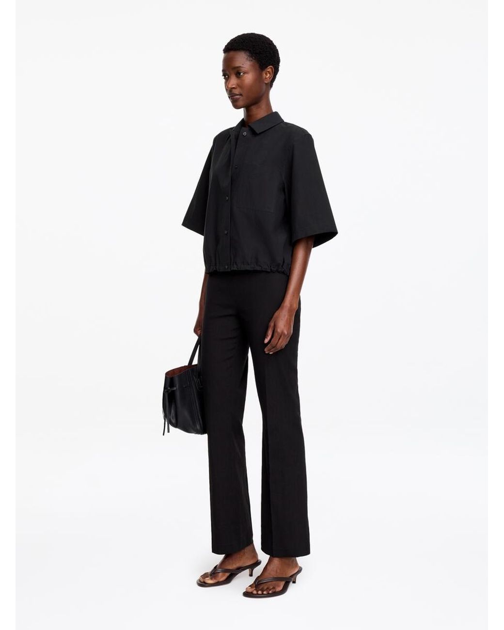 ARKET Black Cotton Short-Sleeve Shirt