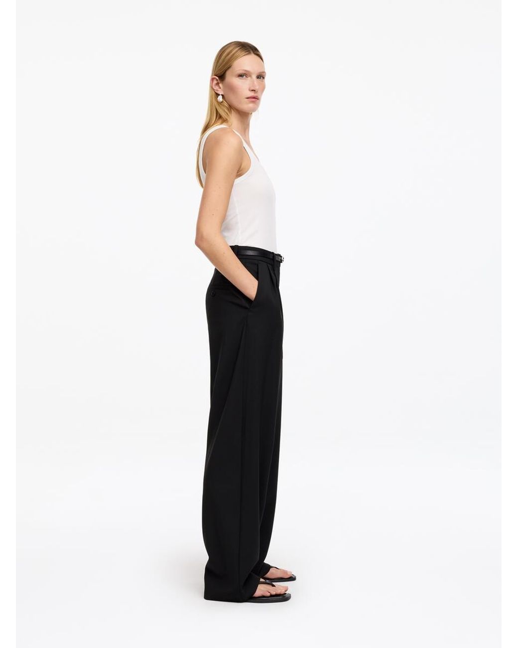 ARKET White Tailored Wool-Blend Trousers