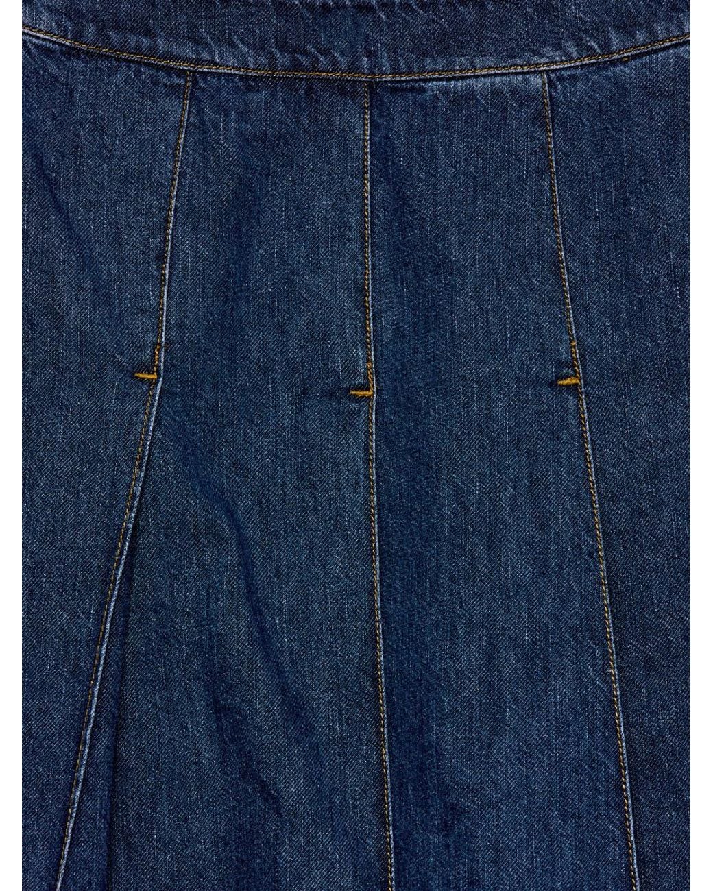 ARKET Blue Pleated Denim Skirt