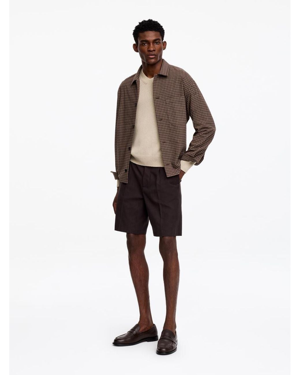 ARKET Natural Linen Cotton V-Neck Jumper for men