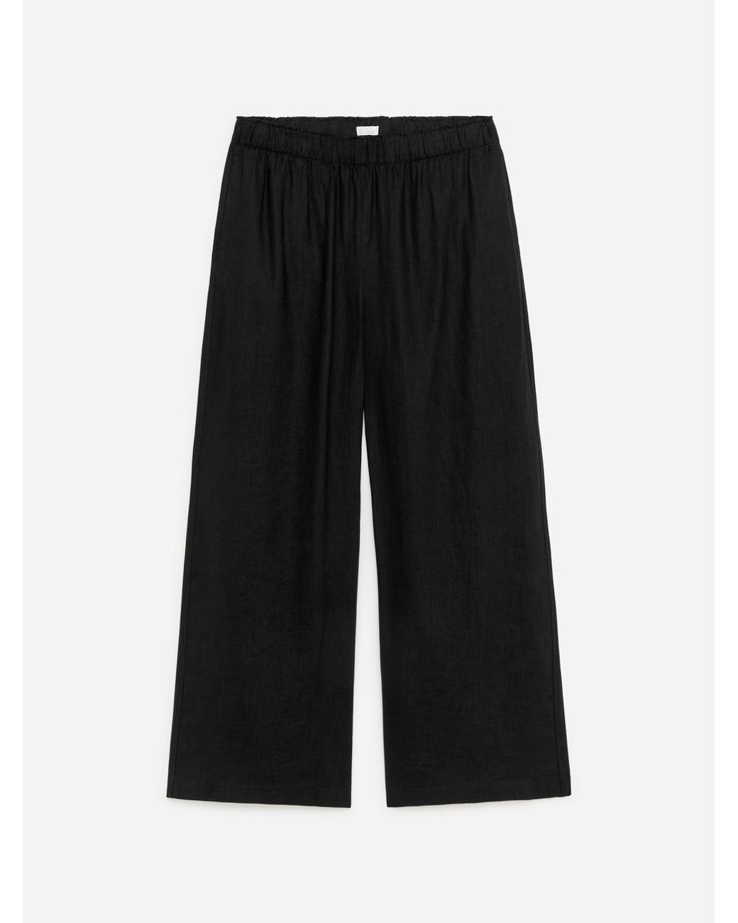 ARKET Black Wide Linen Trousers