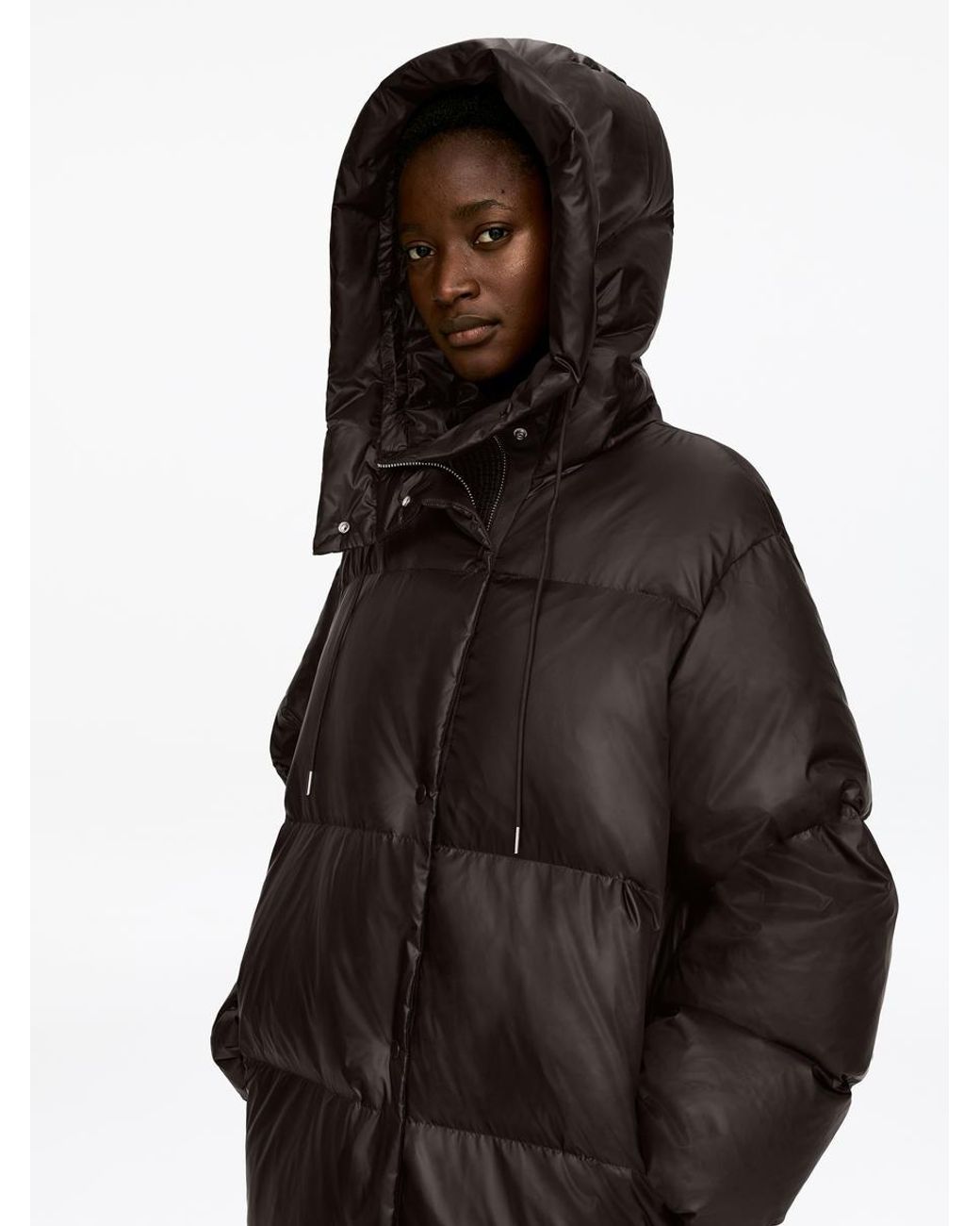 ARKET Black Upcycled Down Long Coat