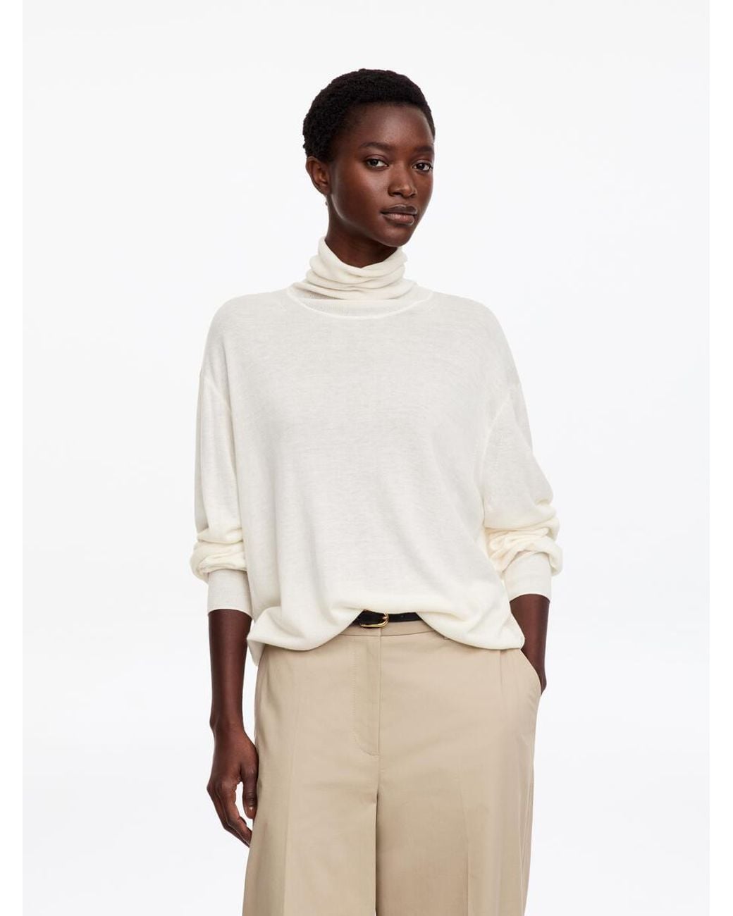 ARKET Natural Wool-Lyocell Roll-Neck Jumper