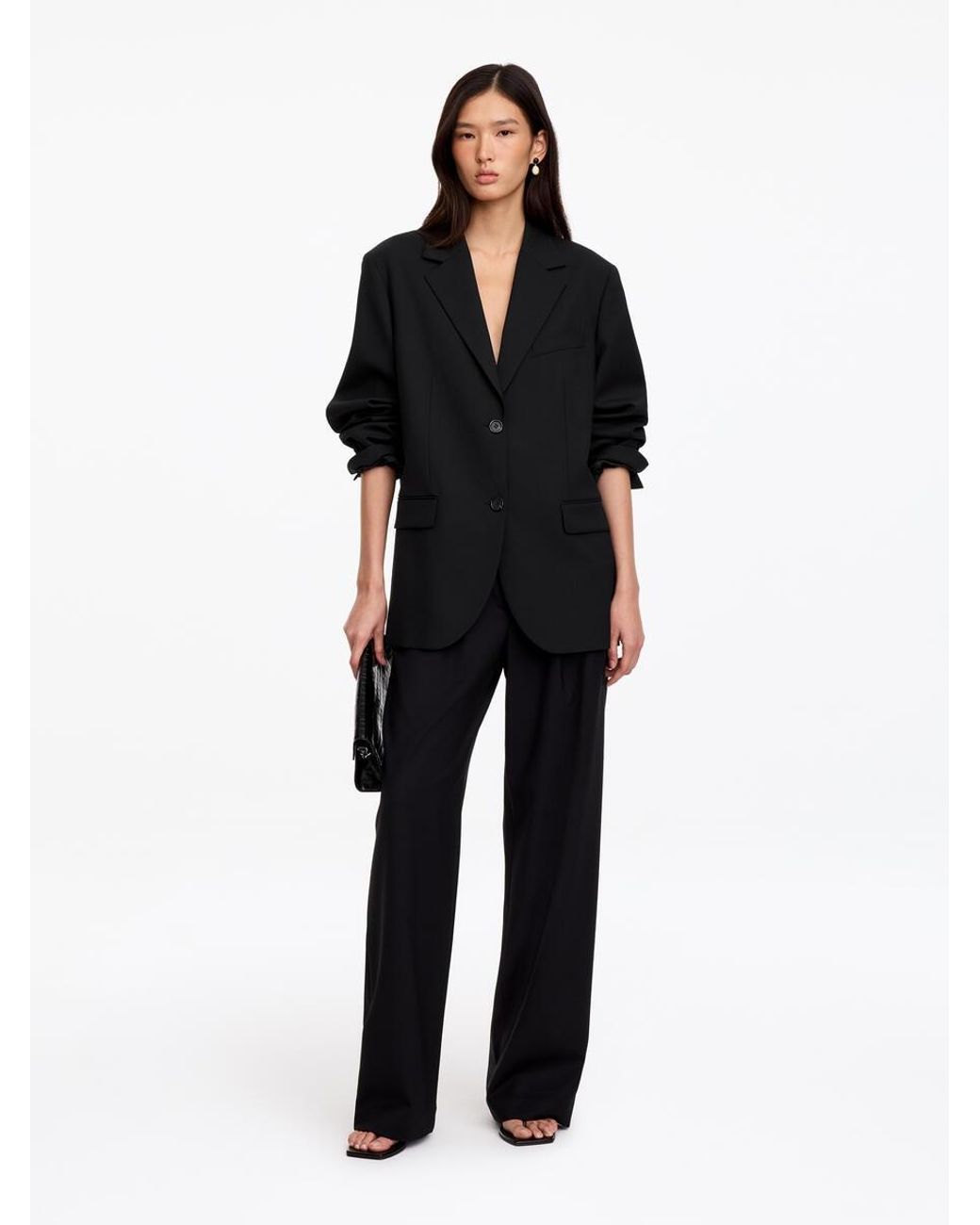 ARKET Black Wool-Blend Relaxed Blazer
