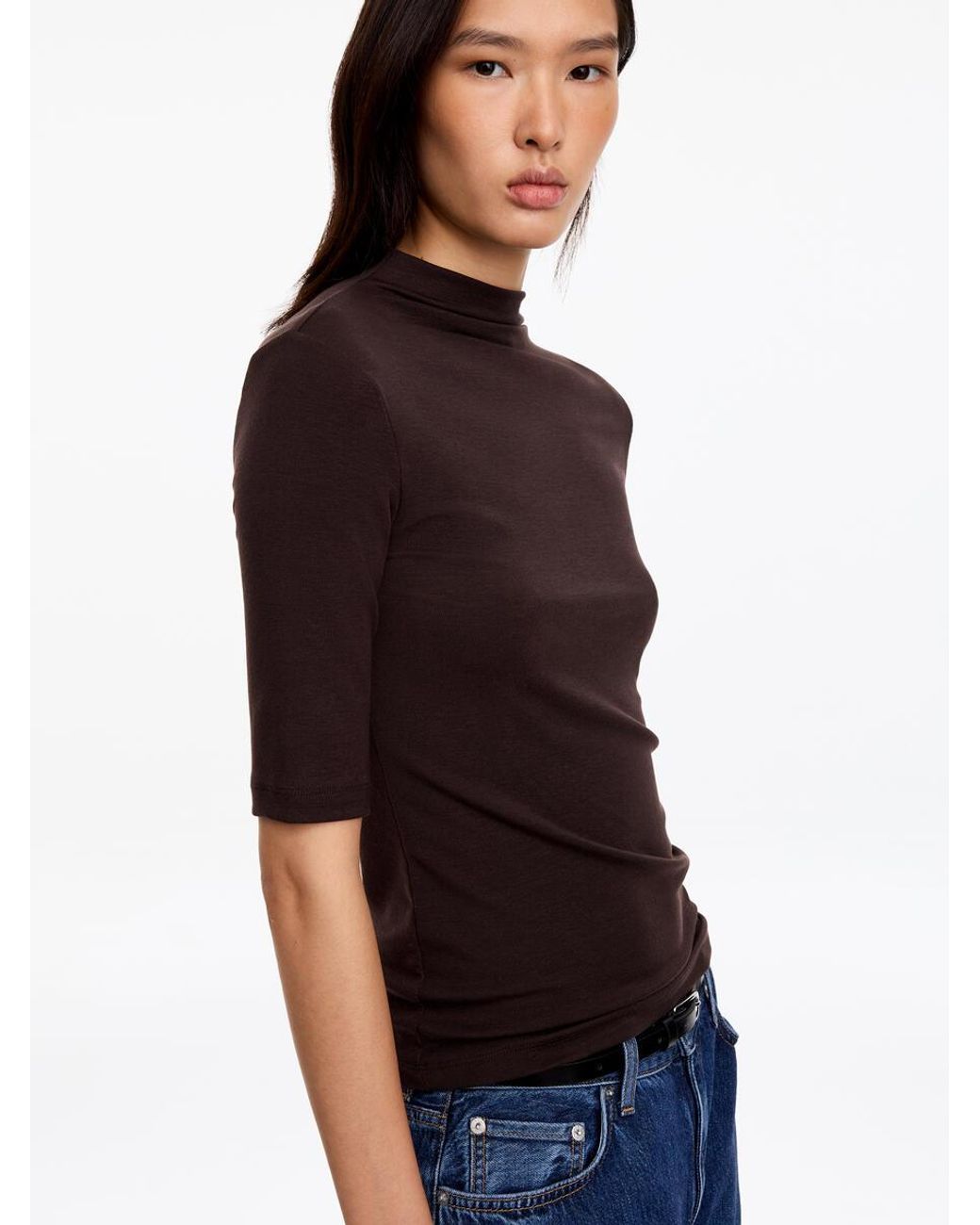 ARKET Red Mock-Neck Lyocell Top