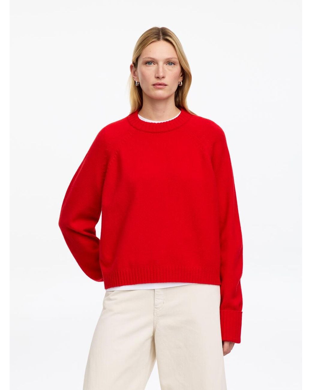 ARKET Red Folded Sleeve Wool Jumper