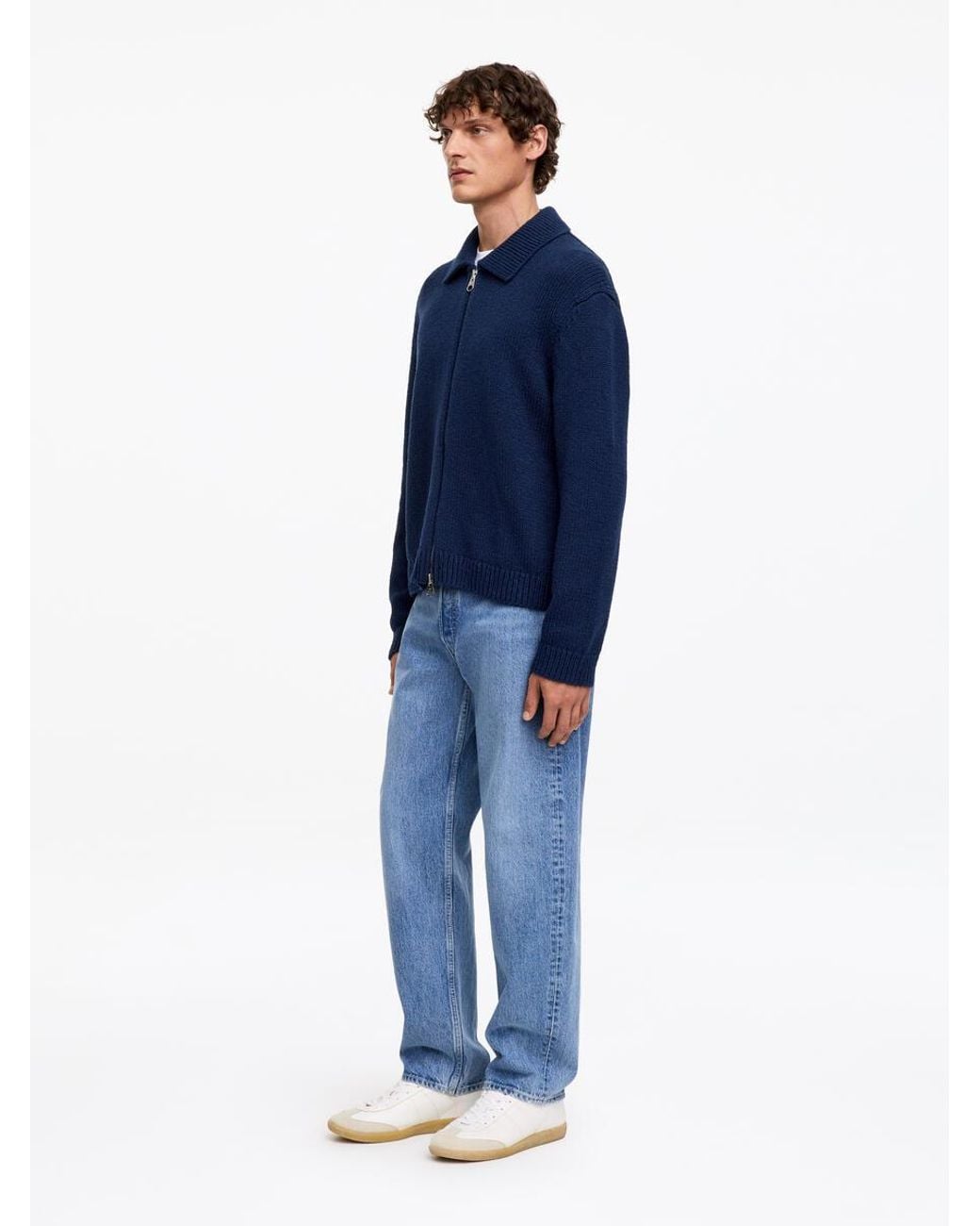 ARKET Blue Cotton Blend Zip Cardigan for men