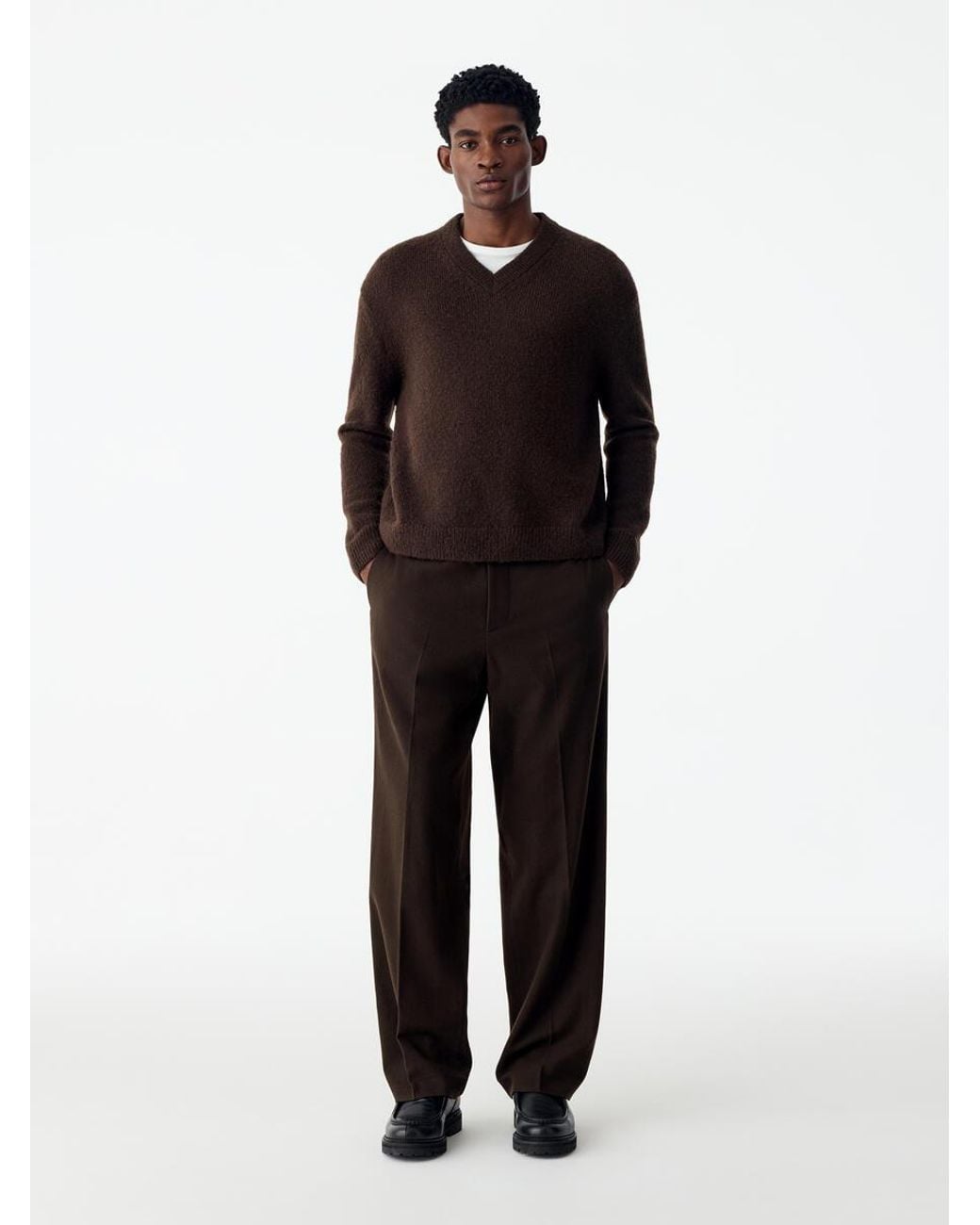 ARKET Brown Wide Flannel Trousers for men