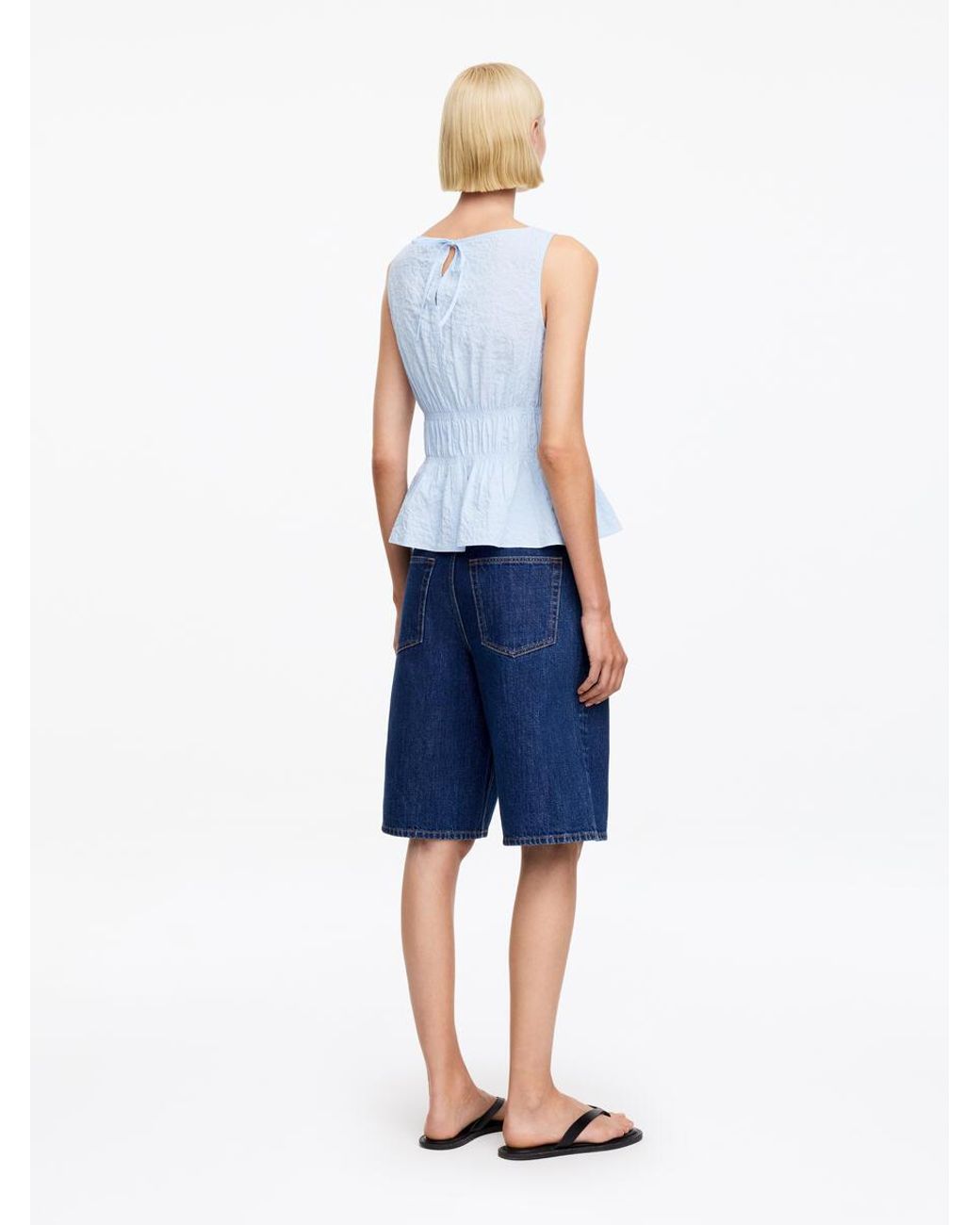 ARKET White Seersucker Smock Top
