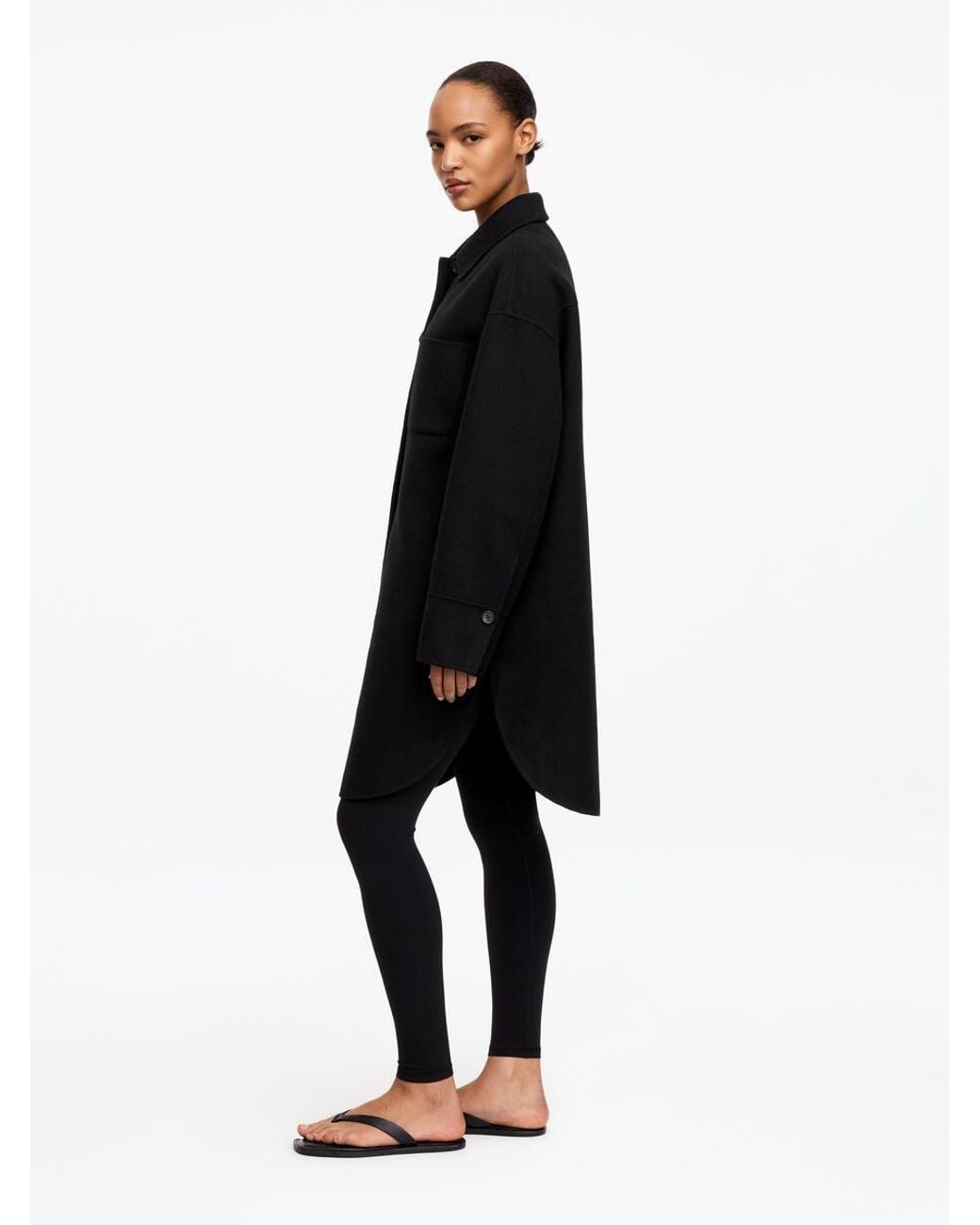 ARKET Black Doublé Wool-Blend Overshirt