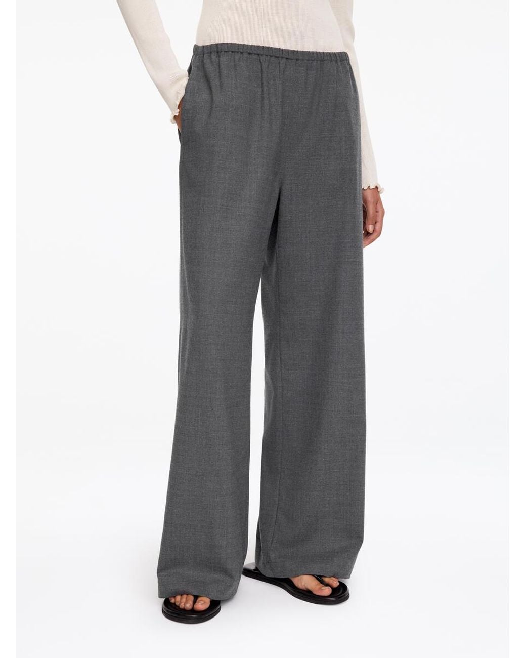 ARKET White Wool-Blend Flannel Trousers