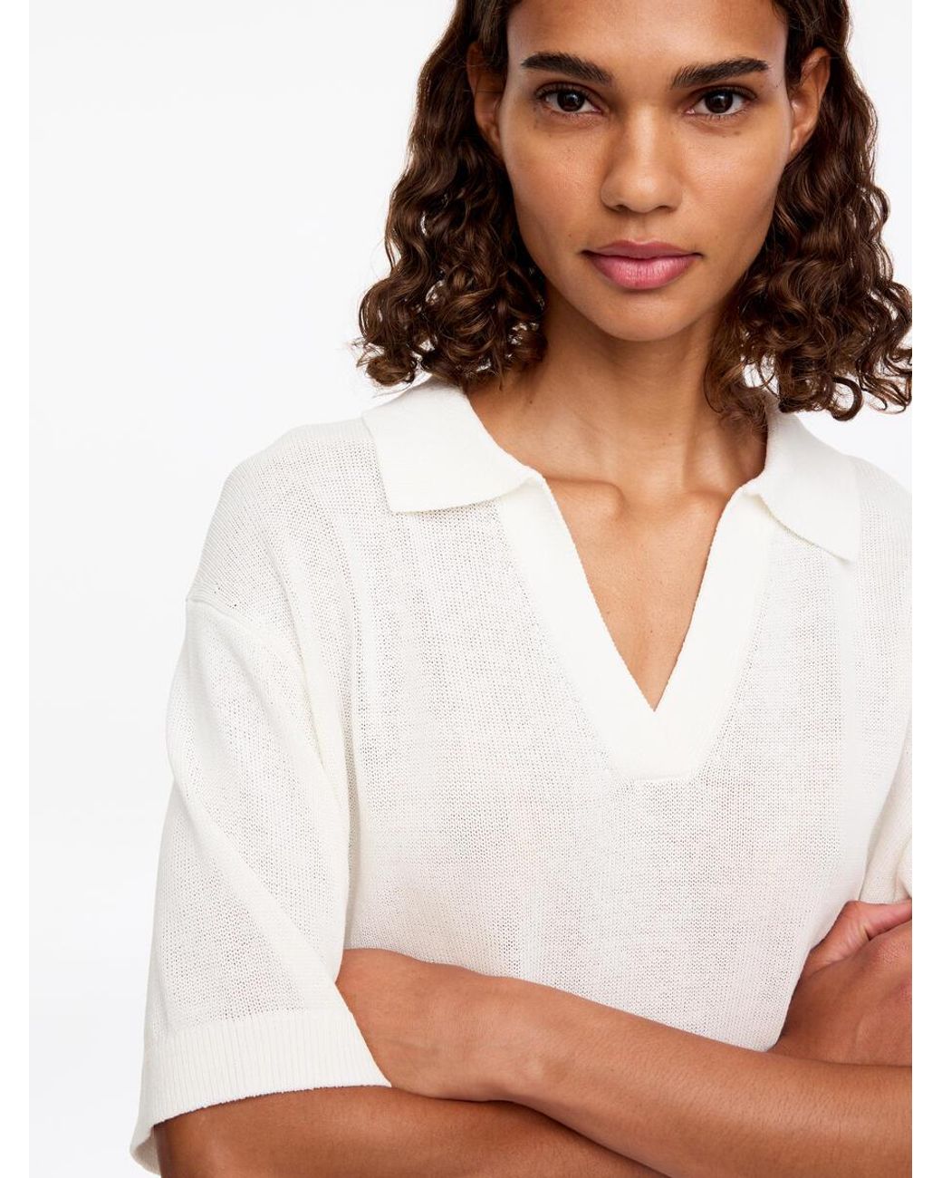 ARKET White Knitted Polo Jumper