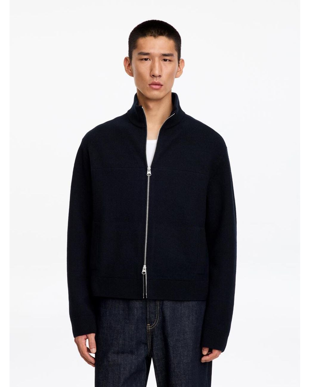 ARKET Blue Wool Zip Cardigan for men