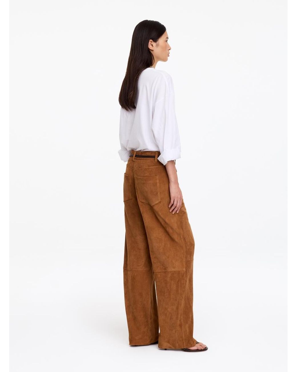 ARKET White Relaxed Suede Trousers