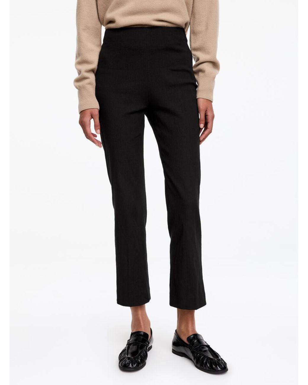 ARKET Black Linen-Cotton Kick-Flare Trousers