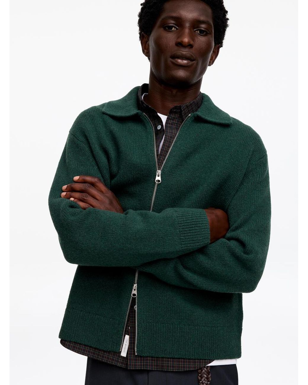 ARKET Green Zip Wool Cardigan for men
