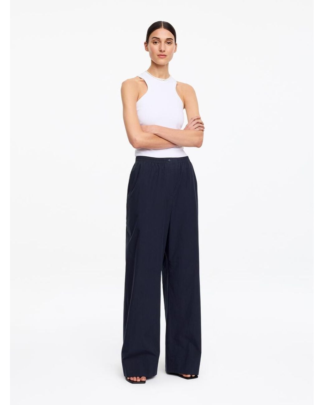 ARKET Blue Relaxed Cotton Trousers