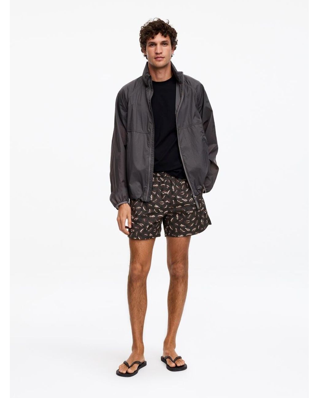 ARKET Black Allover-Printed Swim Shorts for men