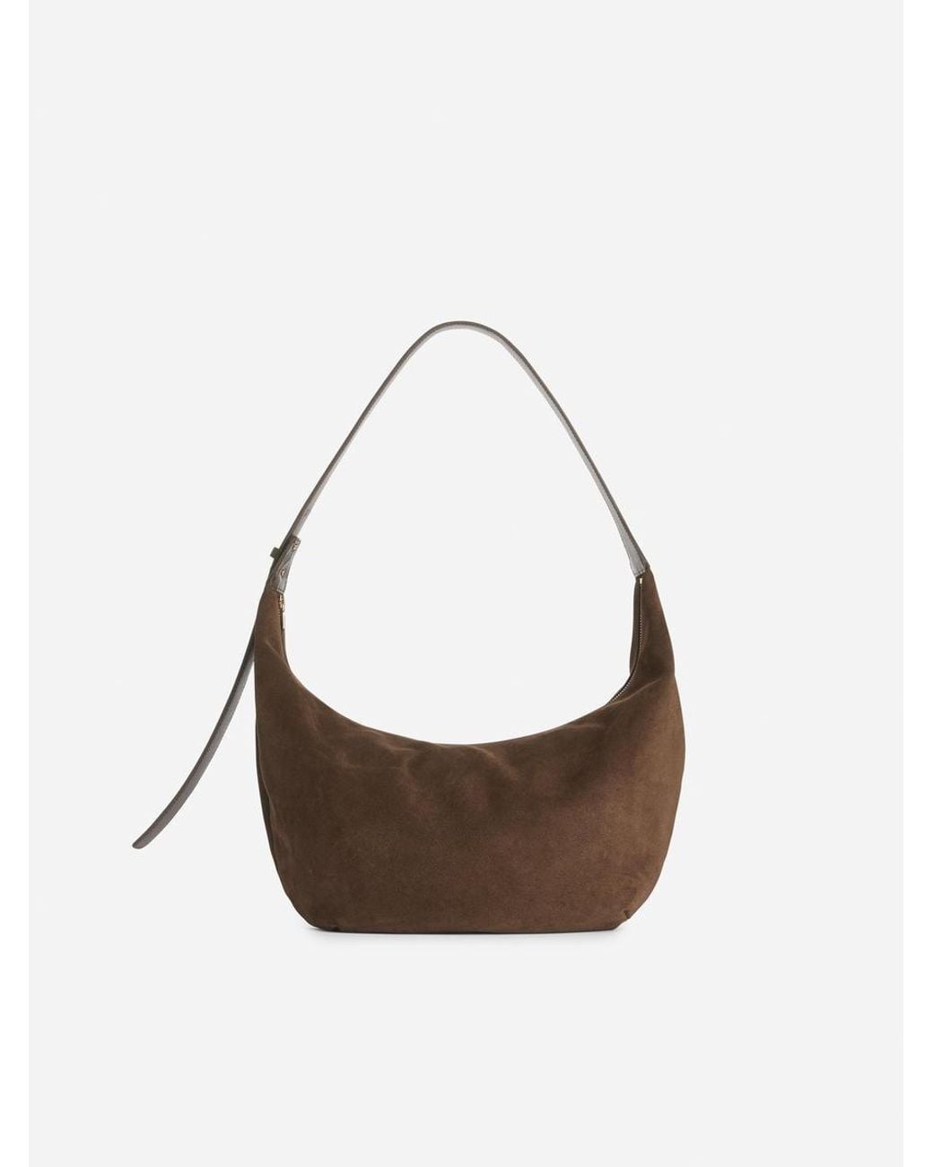ARKET Brown Curved Suede Bag