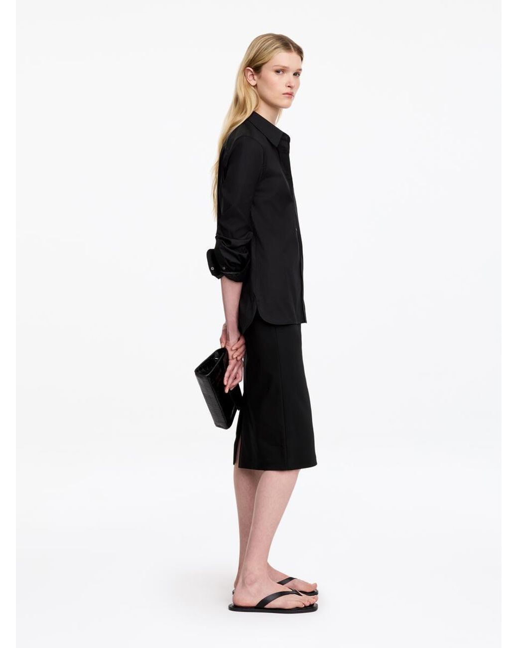 ARKET Black Slim-Fit Pencil Skirt
