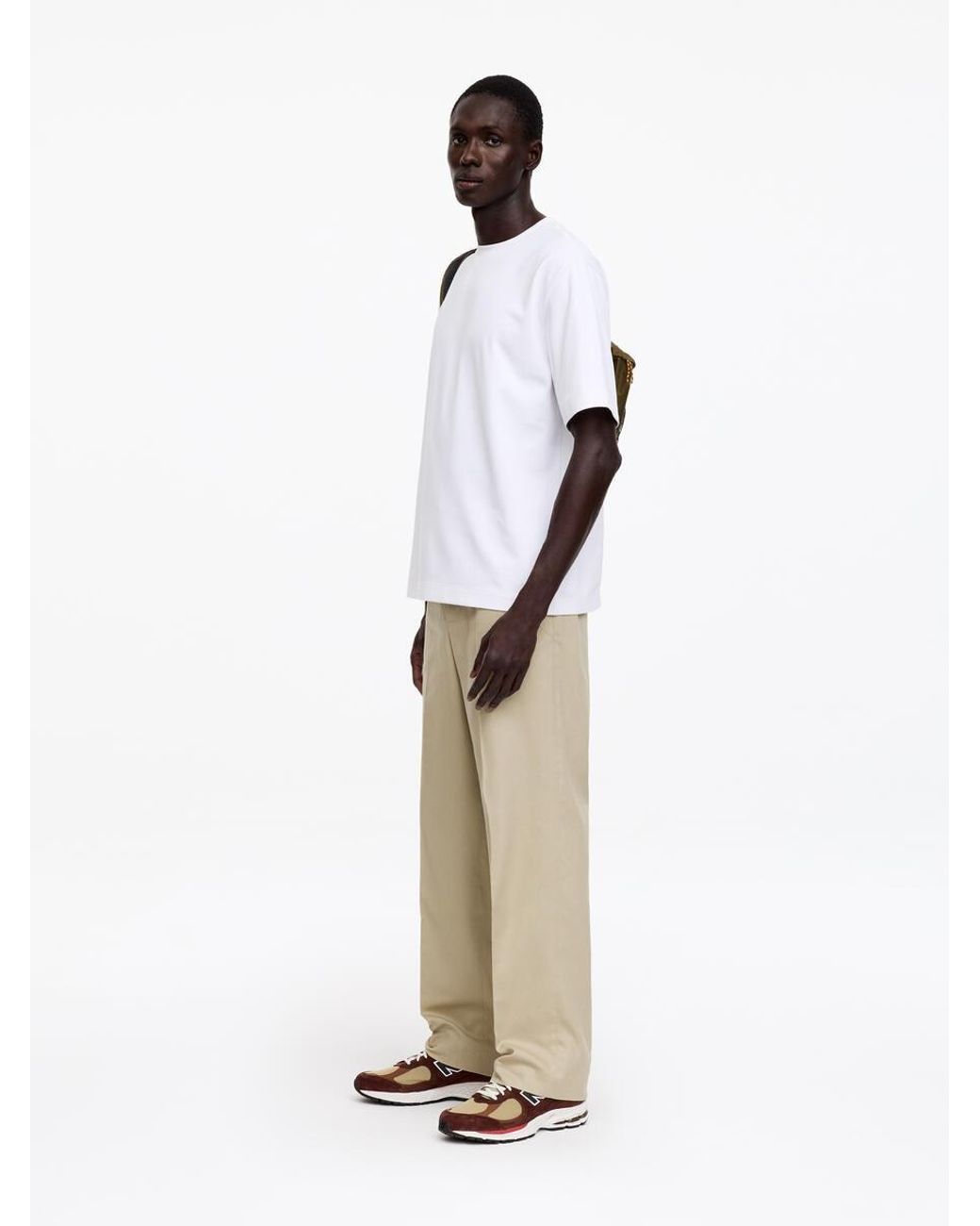 ARKET Green Wide Cotton Linen Trousers for men