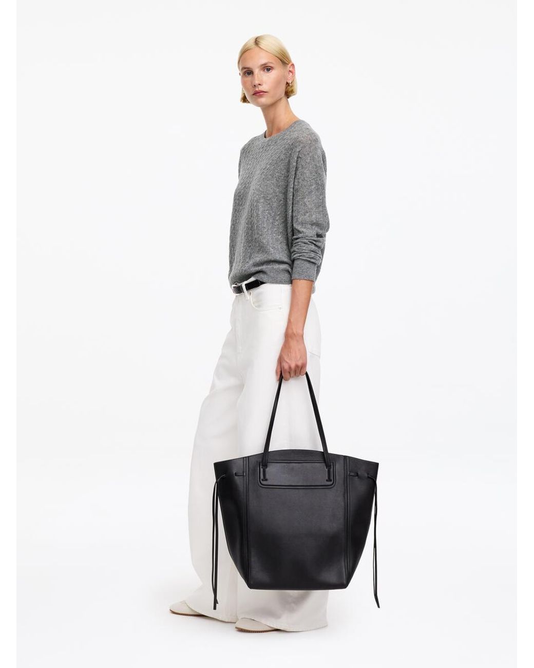 ARKET Gray Pure Cashmere Cable-Knit Jumper