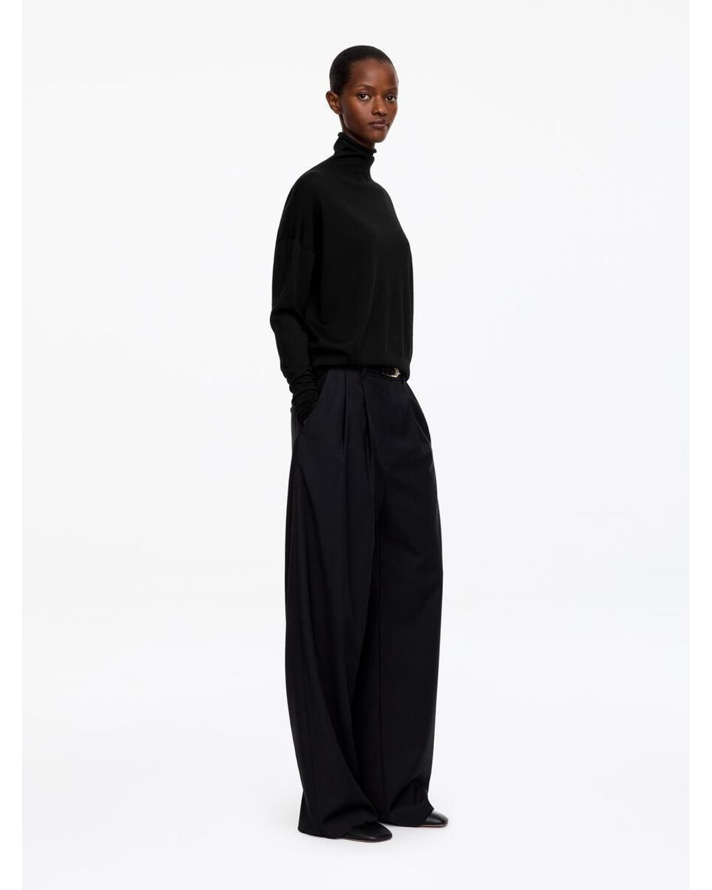 ARKET Black Merino Wool Roll-Neck Jumper