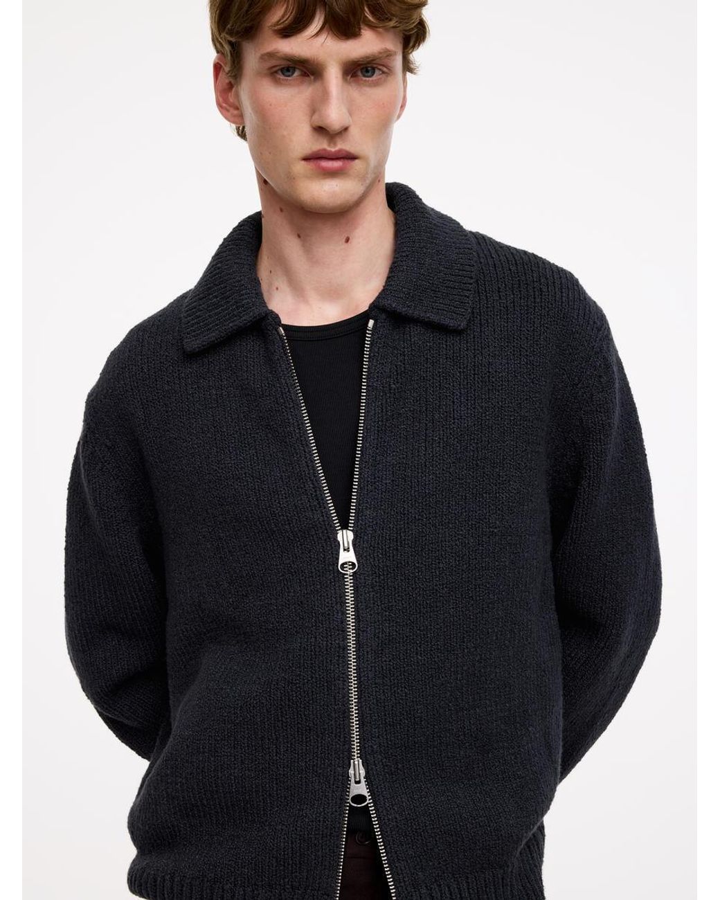 ARKET Black Cotton Blend Zip Cardigan for men