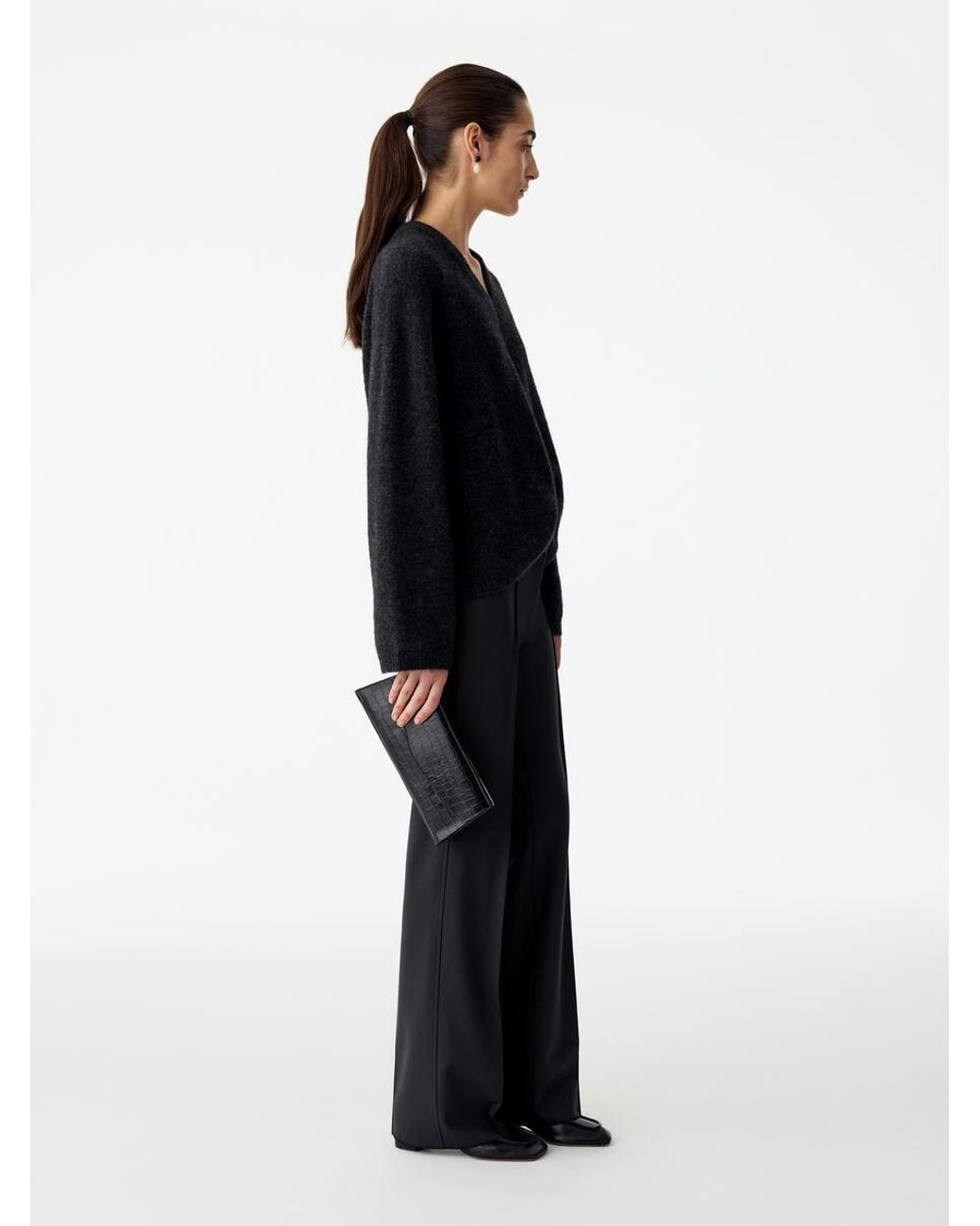 ARKET Black Flared Tailored Trousers