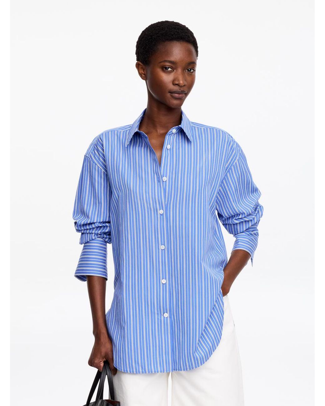ARKET Blue Cotton-Silk Loose Shirt