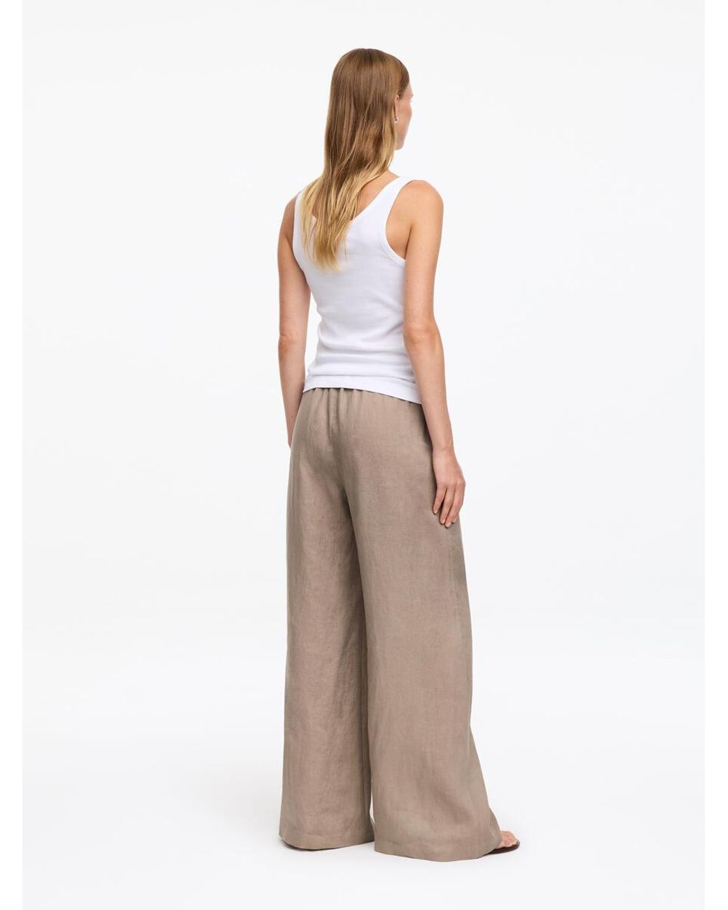 ARKET Gray Wide Linen Trousers