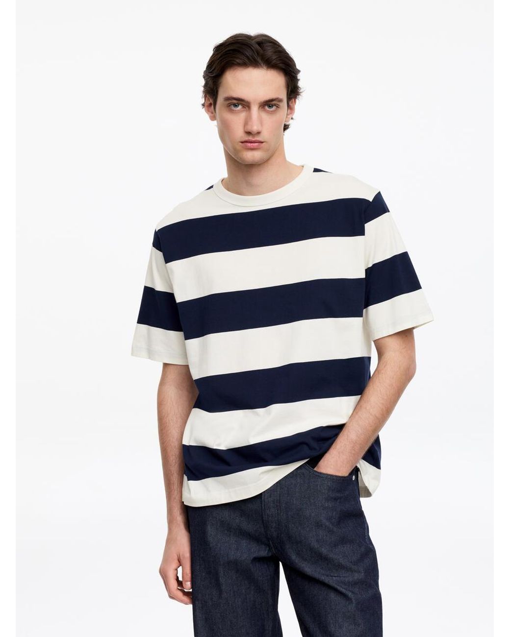 ARKET Blue Relaxed Cotton T-Shirt for men