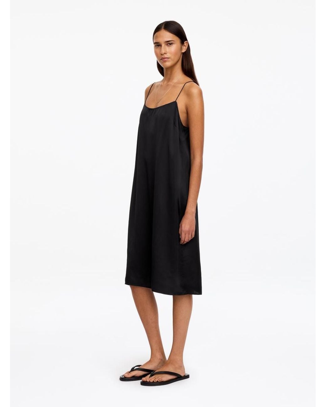 ARKET Black Silk Slip Dress