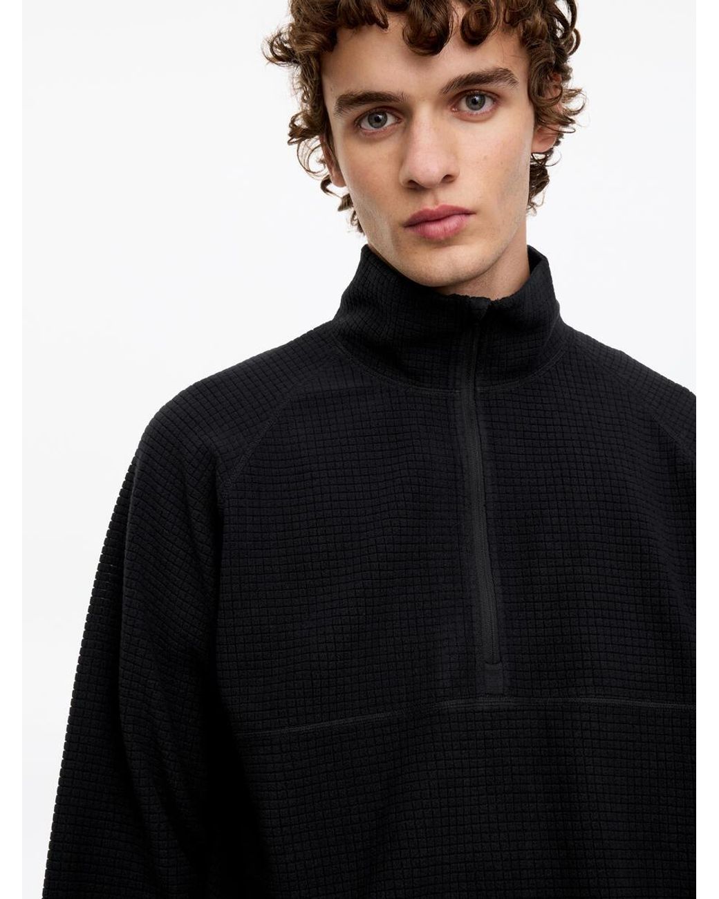 ARKET Black Active Structured Half-Zip Jumper for men