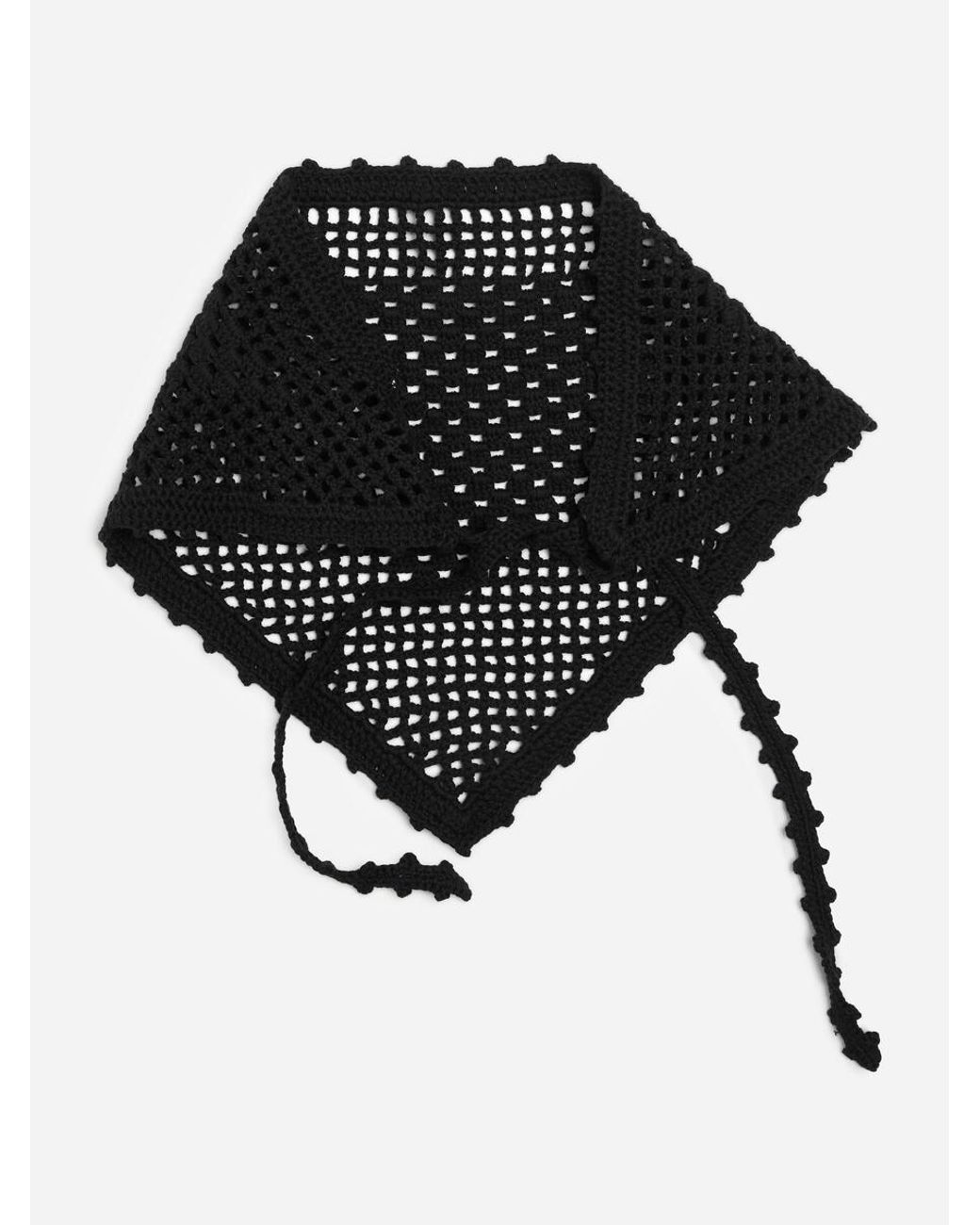ARKET Black Crochet Headscarf