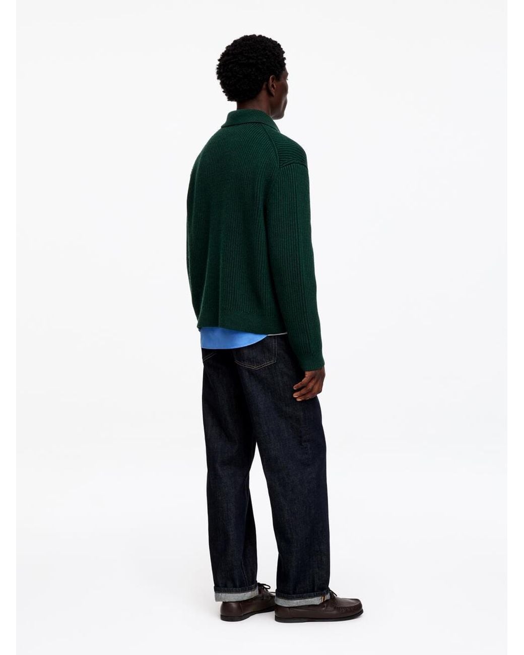 ARKET Green Wool Cotton Zip Cardigan for men