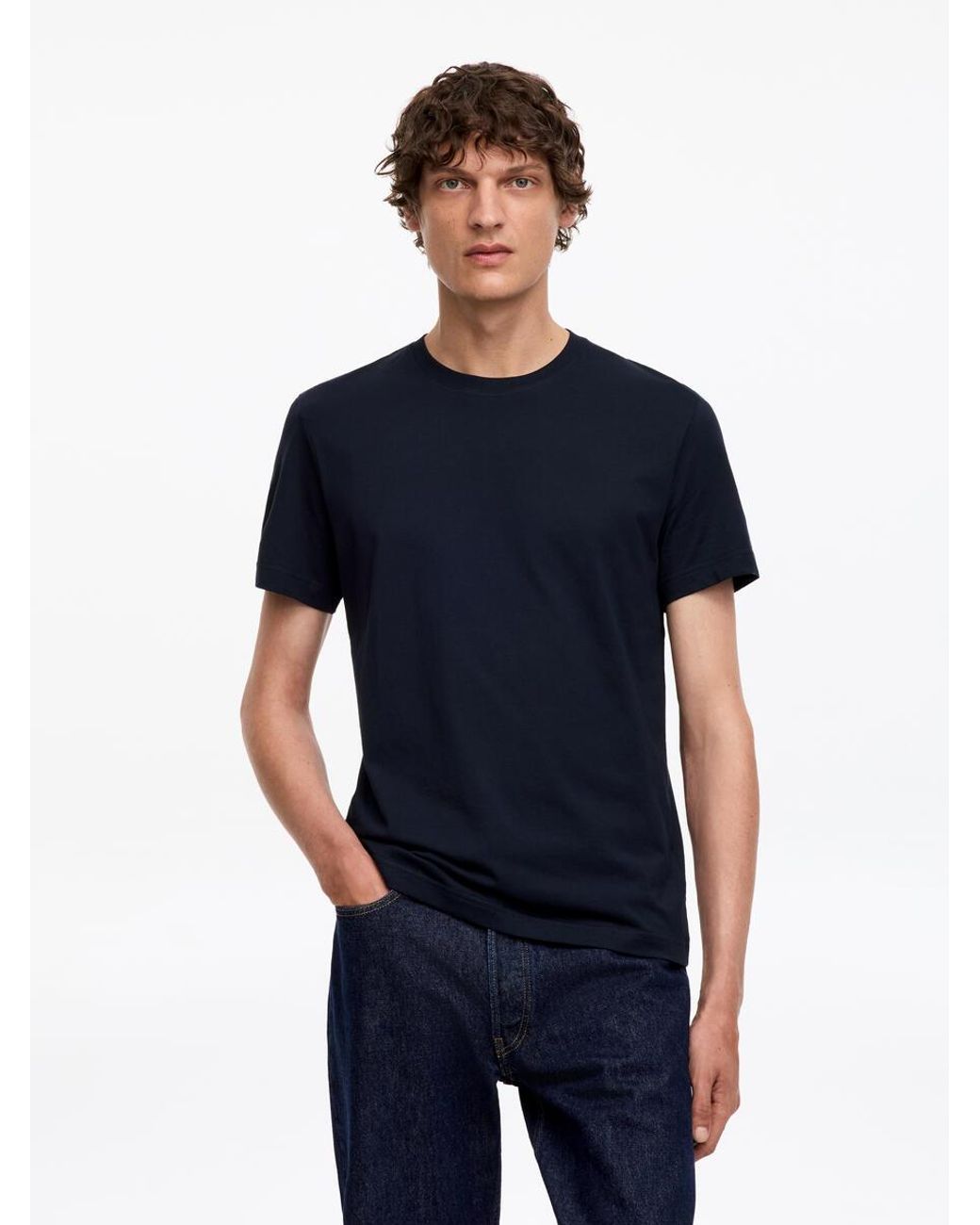 ARKET Blue 170 Gsm Regular T-Shirt for men