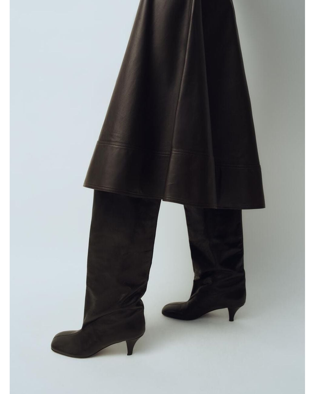 ARKET Black Slouchy Leather Knee Boots
