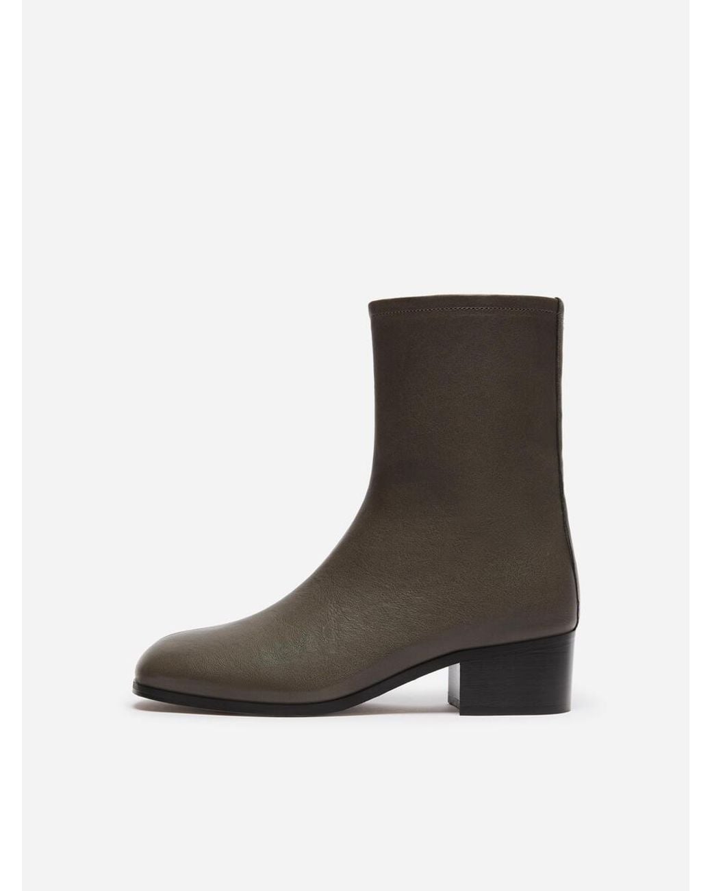 ARKET Gray Square-Toe Leather Ankle Boots