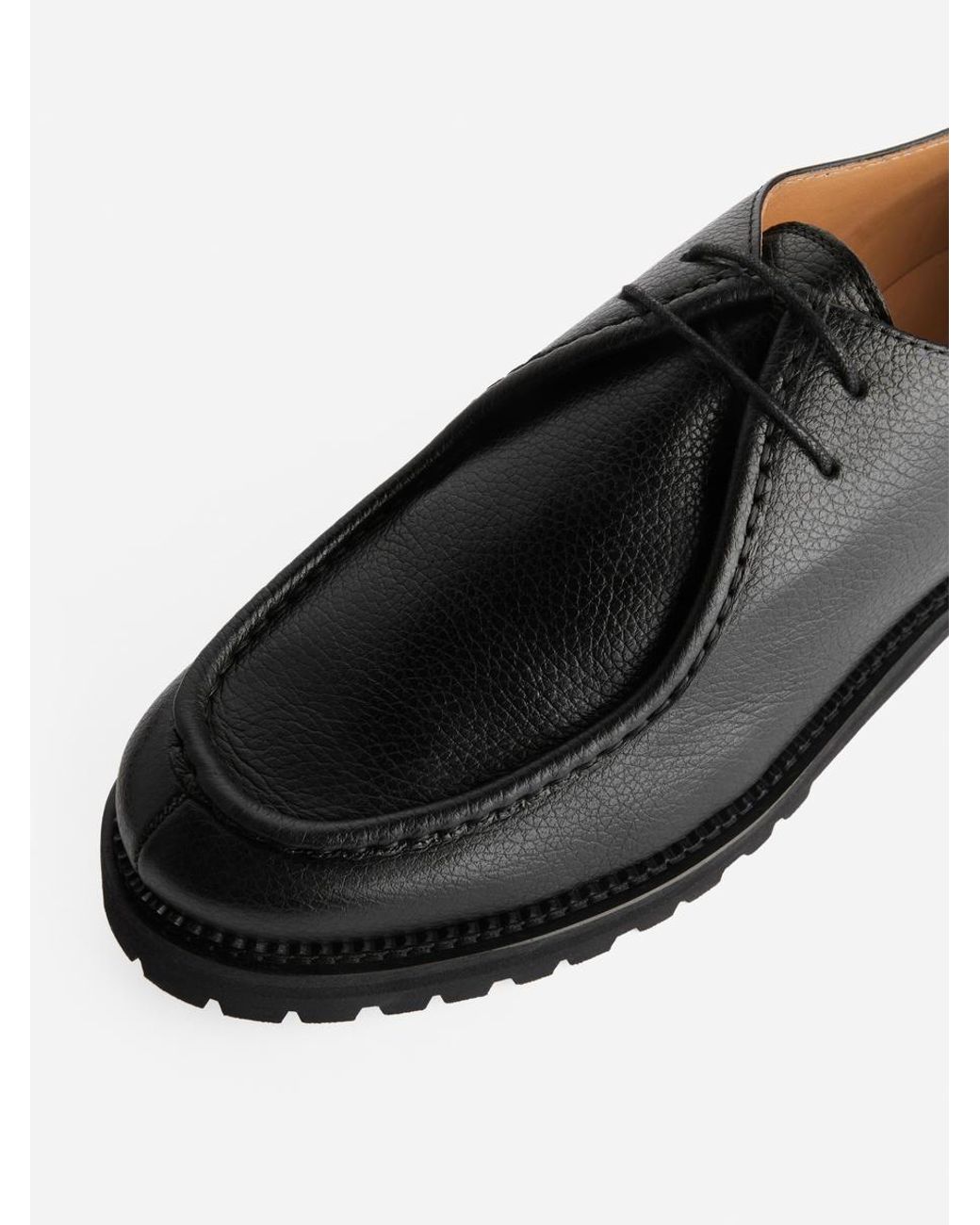 ARKET Black Moc-Toe Leather Shoes for men