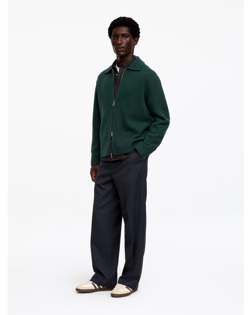 ARKET Green Zip Wool Cardigan for men