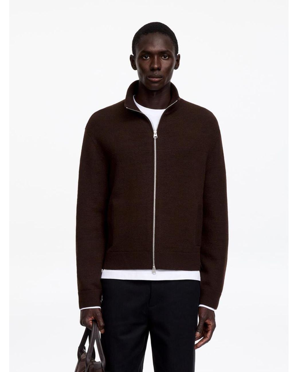 ARKET Brown Wool Zip Cardigan for men