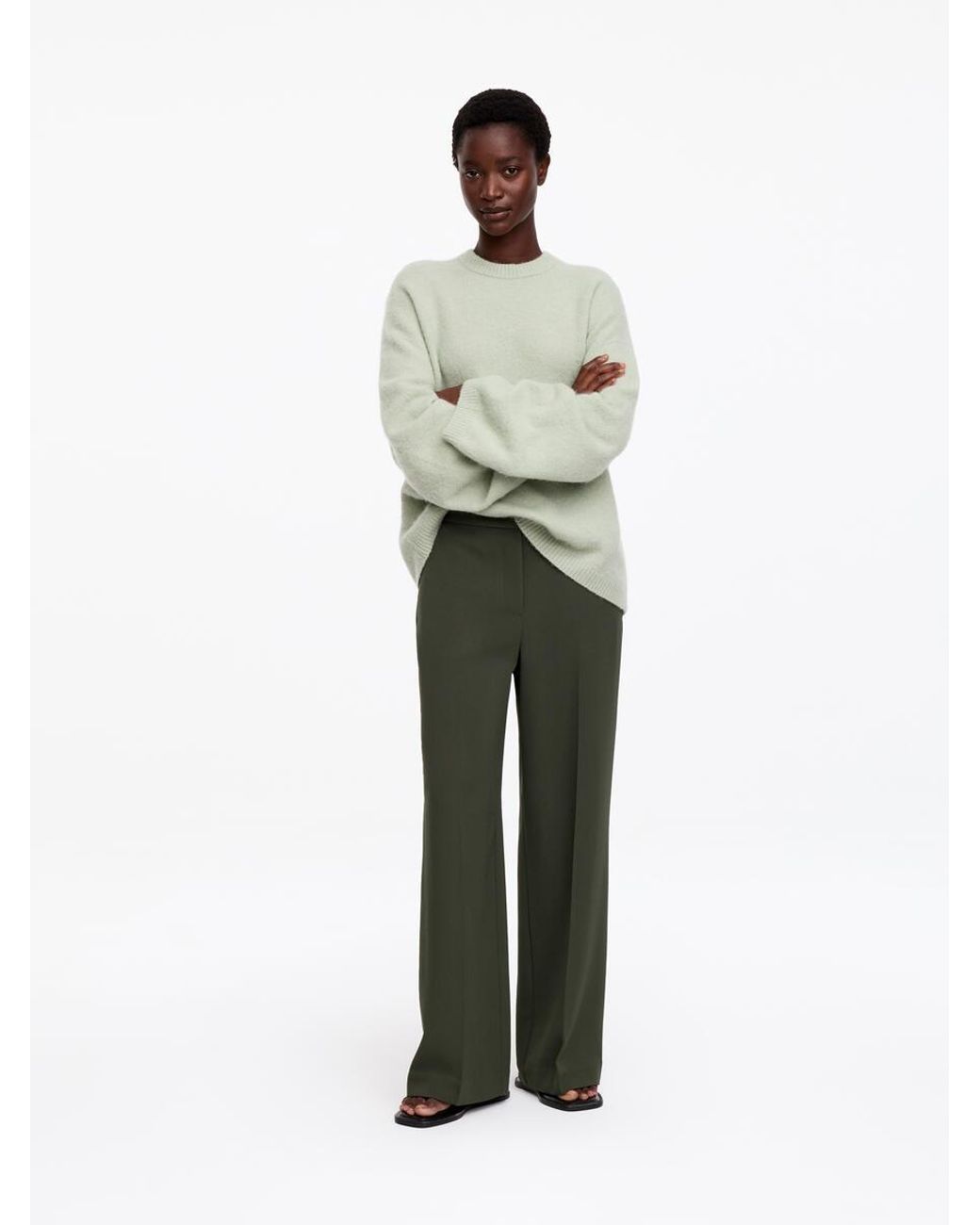 ARKET Green Straight-Leg Trousers