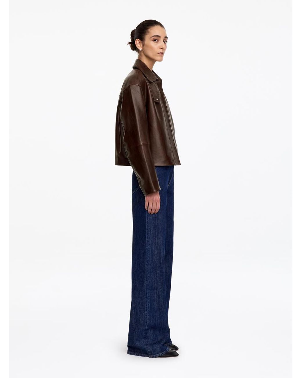 ARKET Blue Short Leather Jacket
