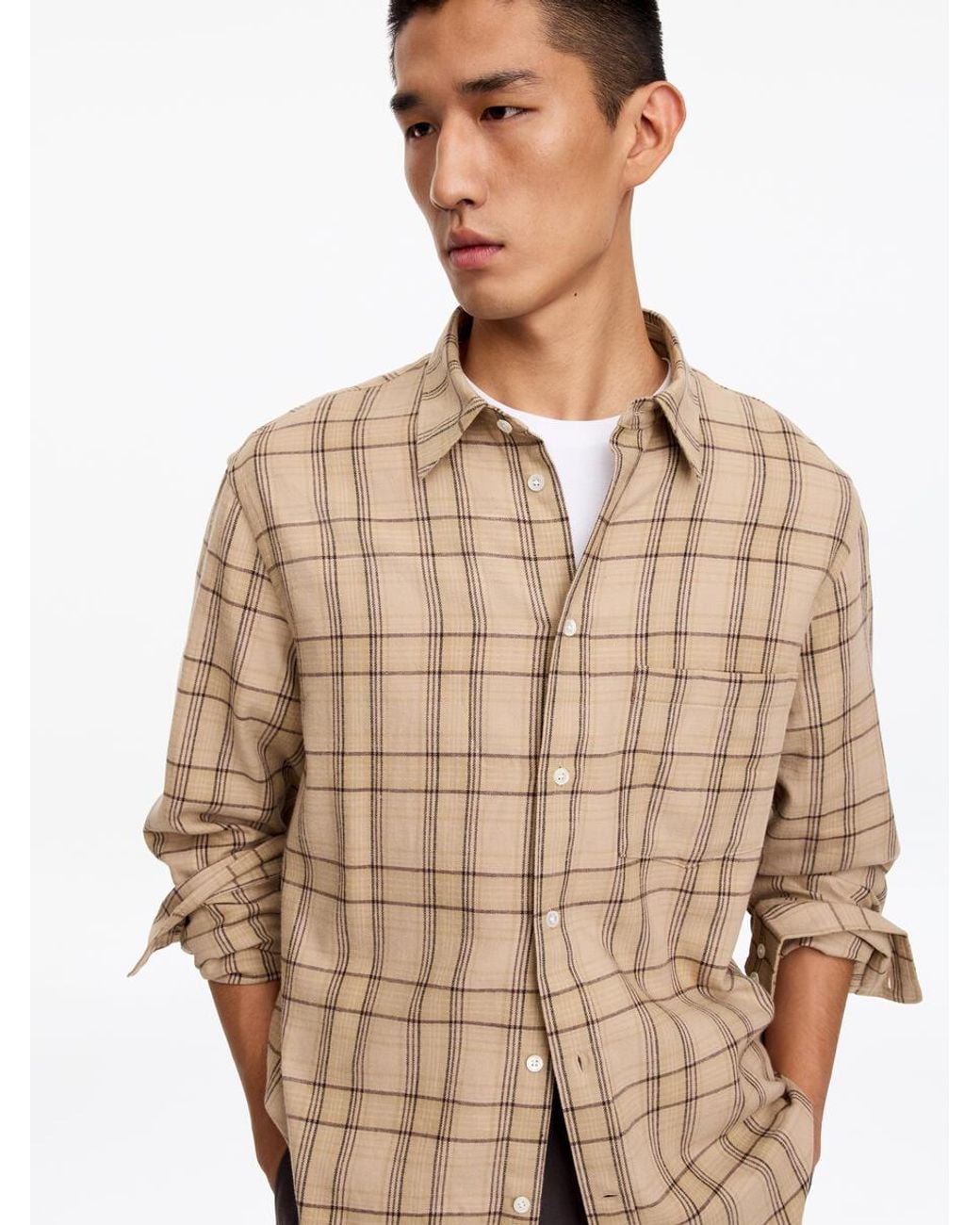 ARKET Natural Brushed Flannel Shirt for men