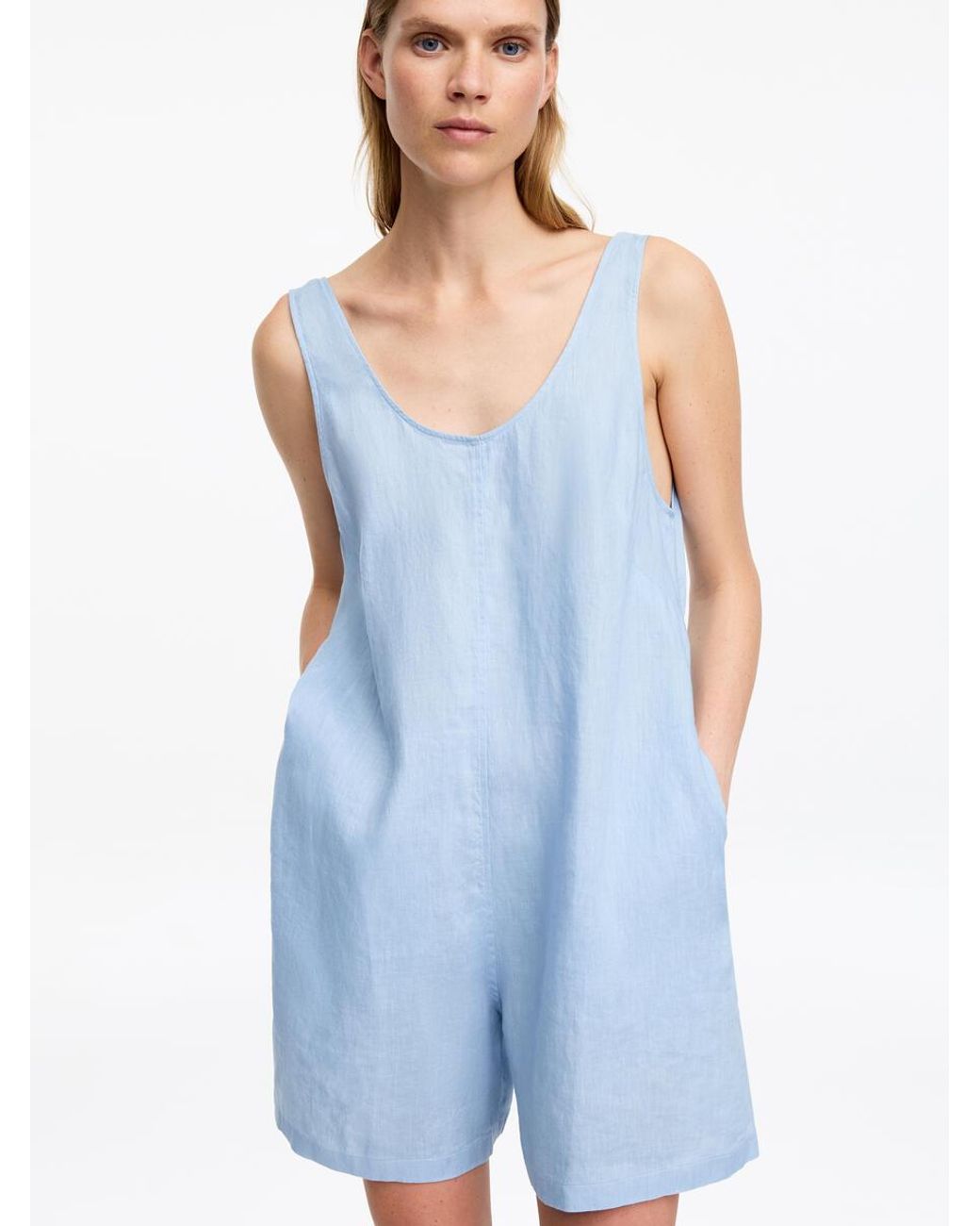 ARKET Blue Short Linen Jumpsuit
