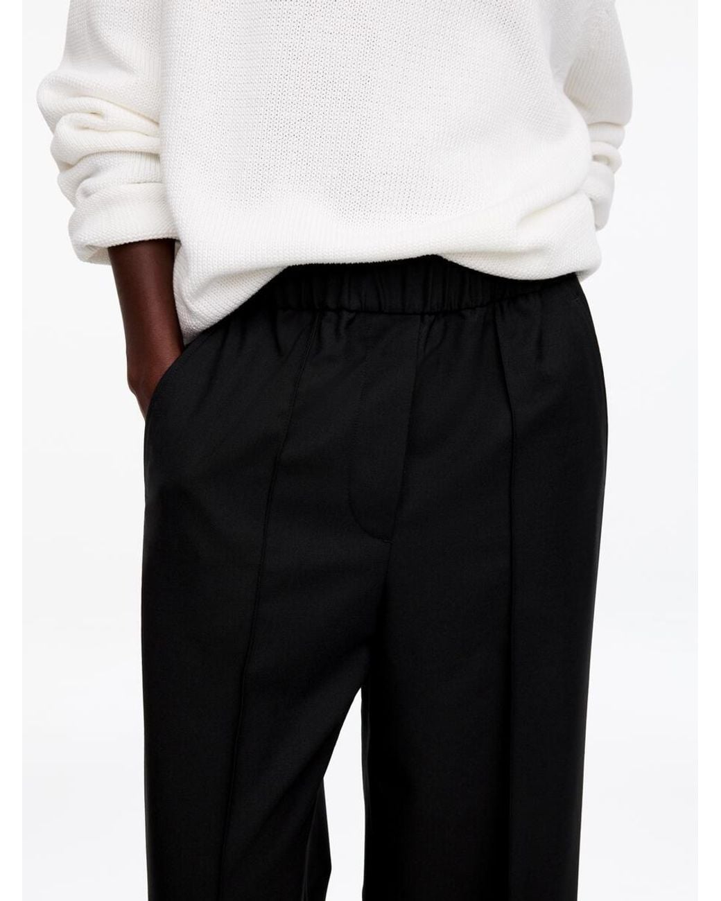 ARKET Black Elastic Waist Tailored Trousers